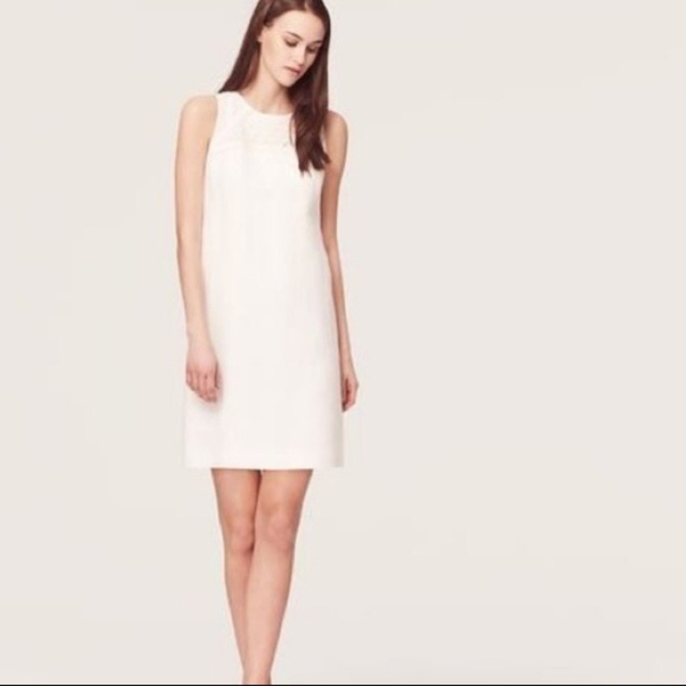 NWT Ann Taylor loft white scallop yolk dress